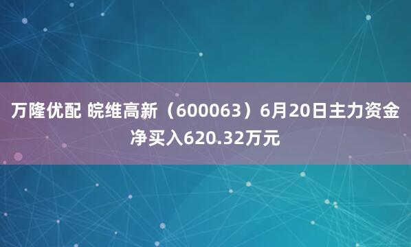 万隆优配 皖维高新（600063）6月20日主力资金净买入620.32万元