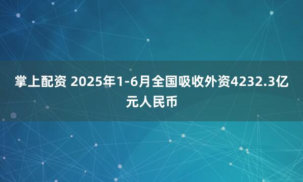掌上配资 2025年1-6月全国吸收外资4232.3亿元人民币